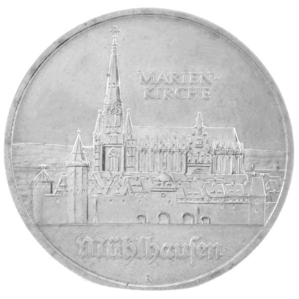 5 Mark DDR - Marienkirche in Mühlhausen 1989 (J.1627)